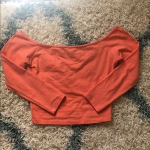 Off the shoulder peach crop top